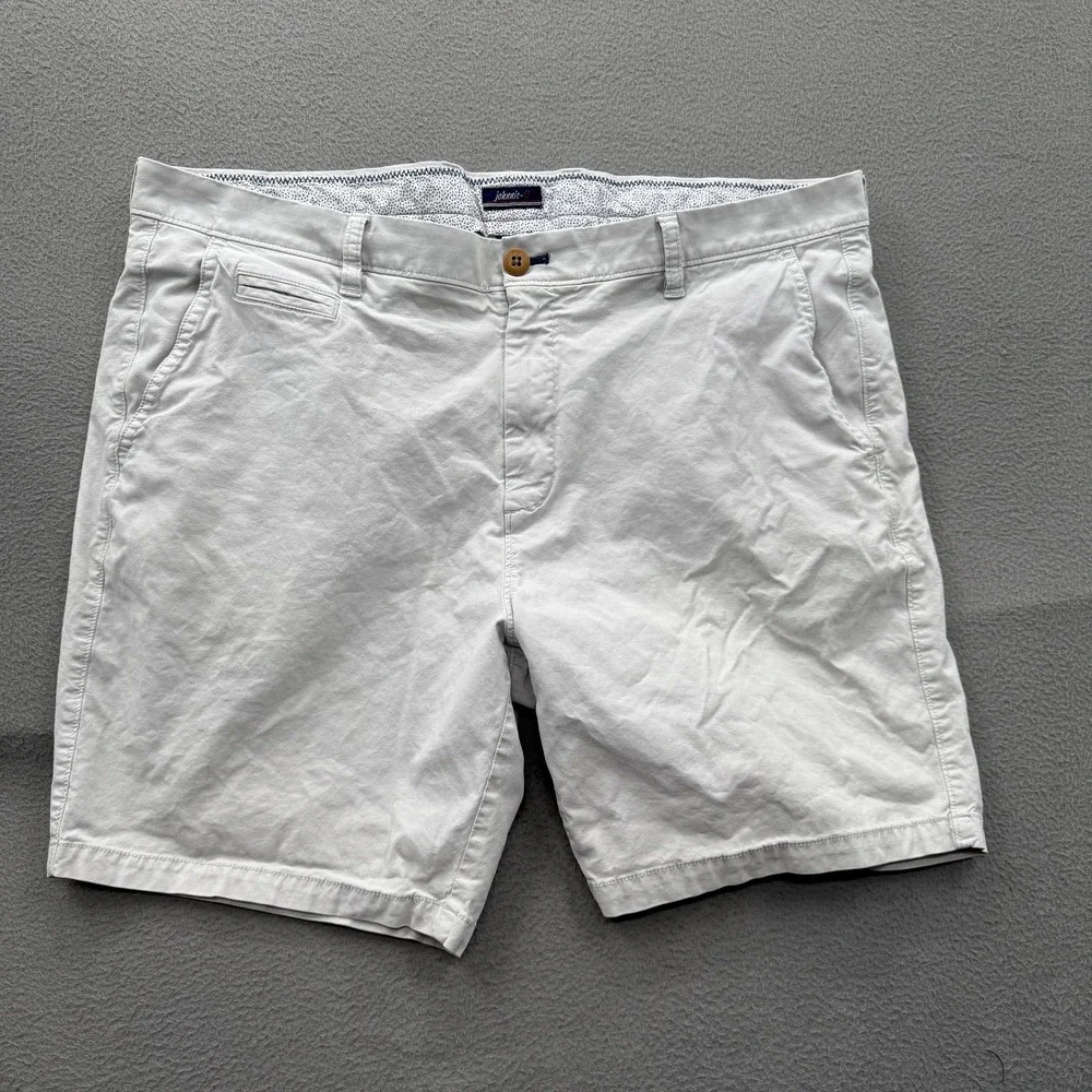 Johnnie-O Shorts Mens 38 White Chino Stretch 9 Inseam Casual‎ Cotton Summer
